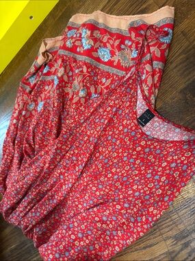 LOFT Red Floral Jumpsuit